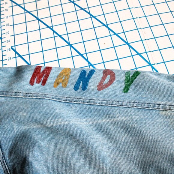 Vintage 80s Faded Painted Girls Jean Jacket, MANDY, Size 10 - Picture 4 of 11
